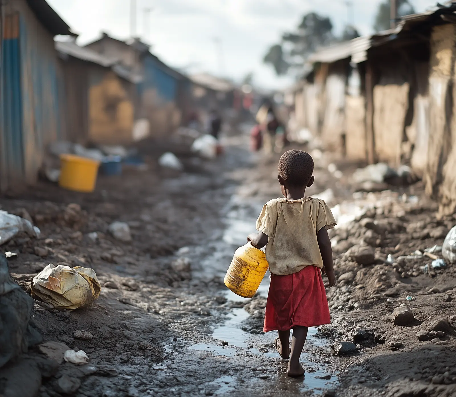 Child walking down muddy track