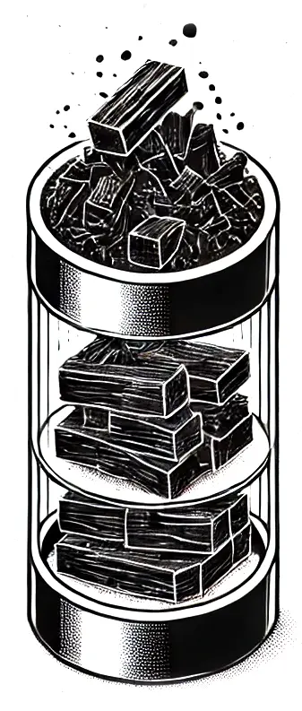 illustration of Biochar stove showing carbon locked away in charcoal