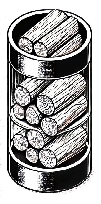 illustration of Biochar stove showing raw material