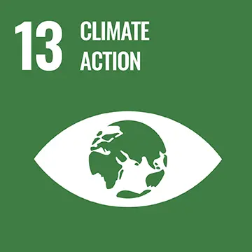 United Nation SDG logo Number thirteen: Climate action