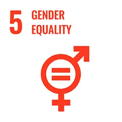 United Nation SDG logo Number five: Gender equality