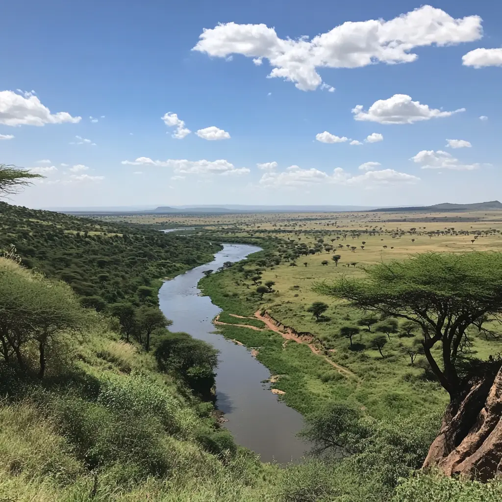 river valley with trees